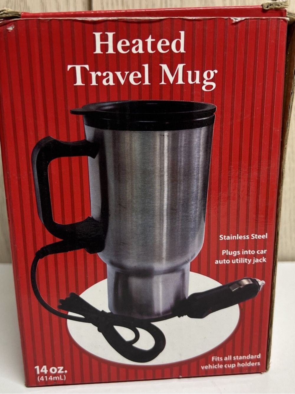 Stainless Steel Heated Travel Mug with Black Handle